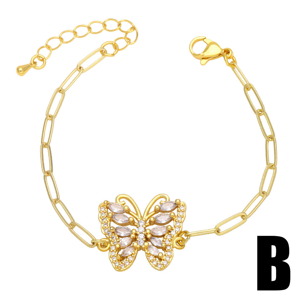 Wholesale Pearl Beaded Butterfly Copper Bracelet